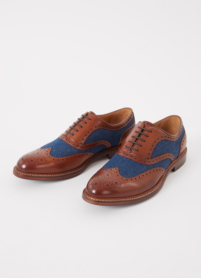 Dune London  Soar brogue van denim met leren details