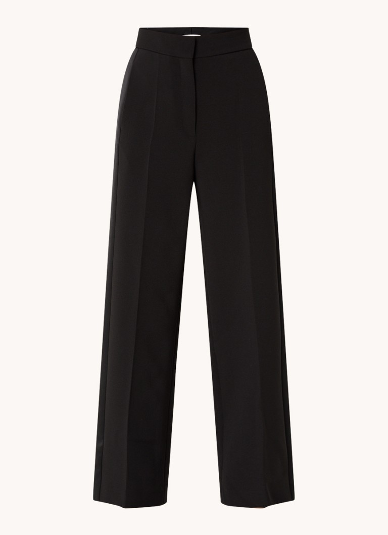 Sandro high-waist loose-fit trousers with satin details