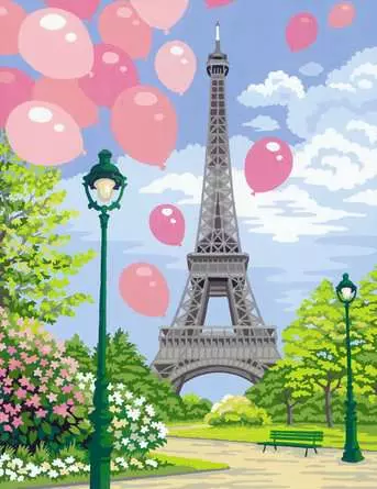 CreArt Frühling in Paris - Malen nach Zahlen für Erwachsene