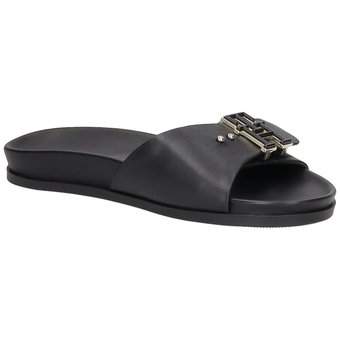 Tommy Hilfiger TH Hardware Leather Flat Sanda in schwarz
