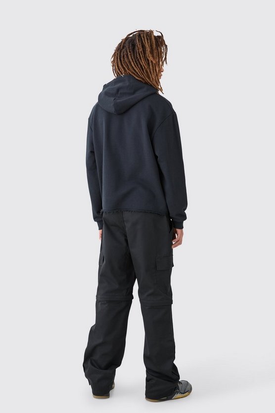 Lockere Twill Cargo-Hose mit Druckknöpfen und Reißverschluss