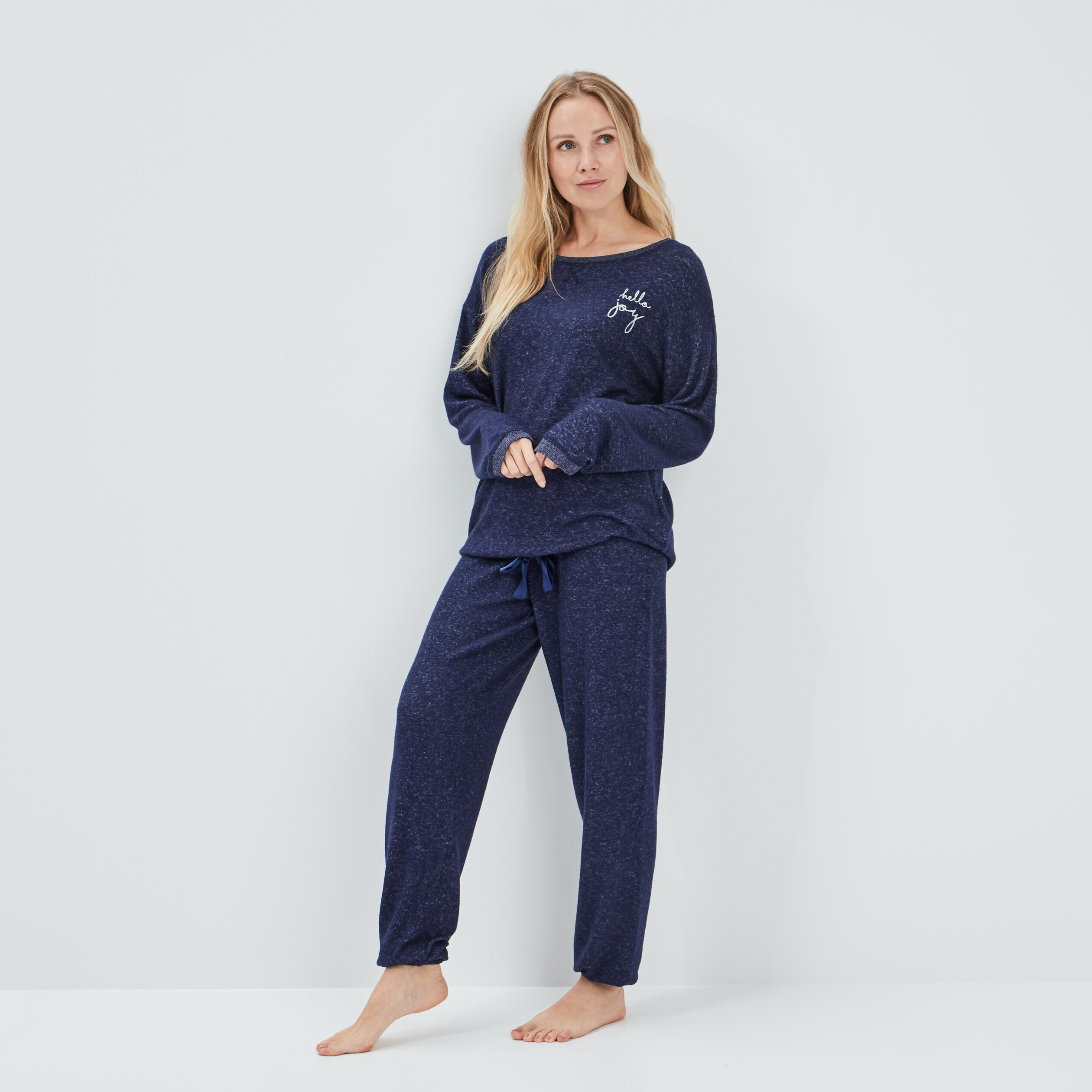 Ensemble pyjama 2 pièces bleu foncé femme | La Halle
