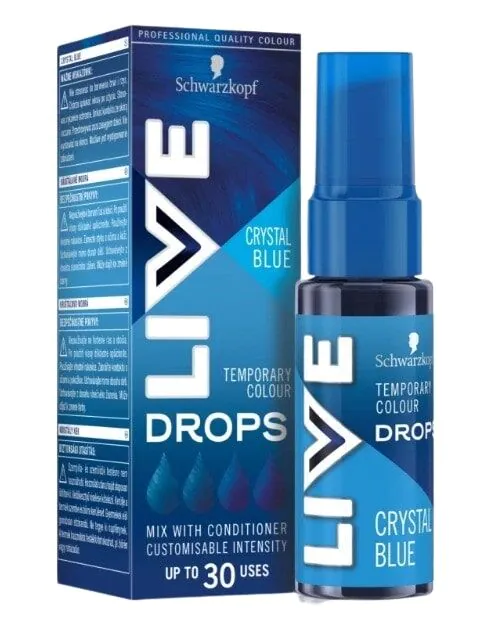Schwarzkopf Live Drops Crystal Blue - nuplaunami plaukų dažai 30 ml