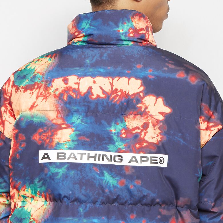A Bathing Ape Tie Dye Loose Fit Down Jacket navy