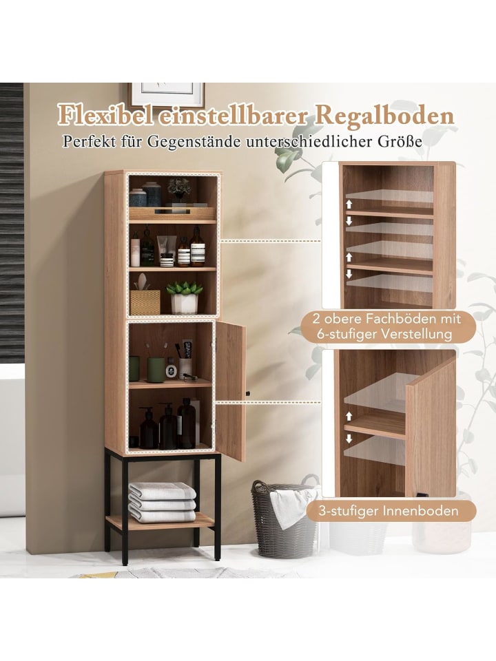 COSTWAY 6-stöckig Badezimmerschrank 146cm in Hellbraun günstig kaufen onesize