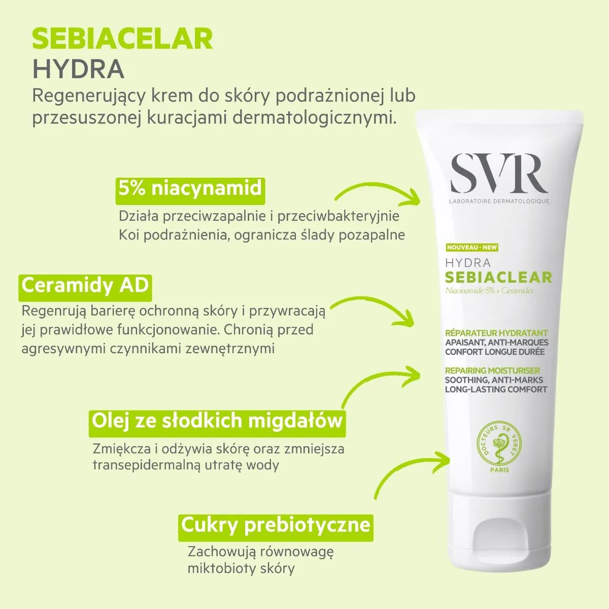 SVR Sebiaclear Creme Hydra veido kremas