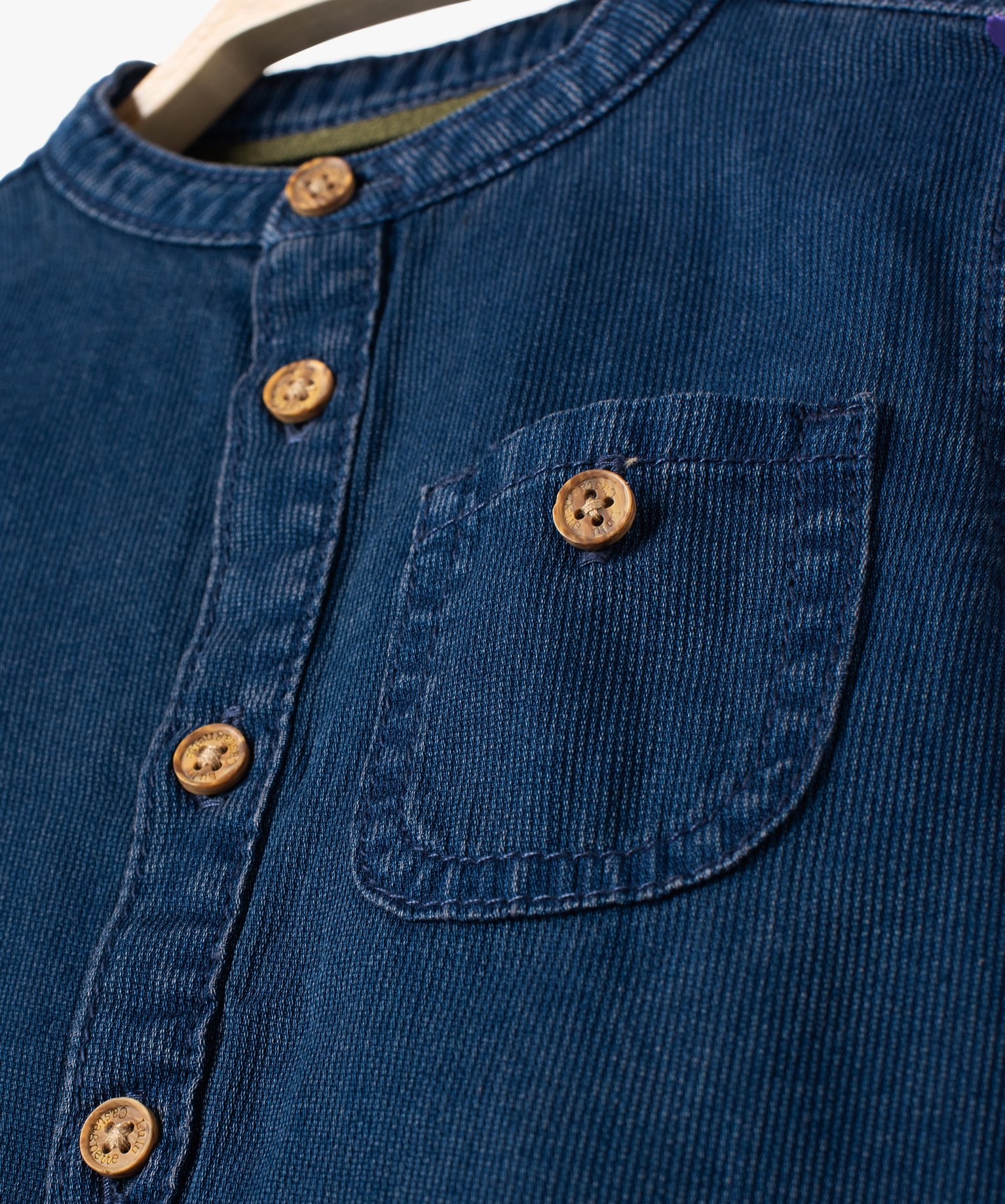 Chemise bébé Garçon à manches longues à col mao - LuluC... denim | GEMO