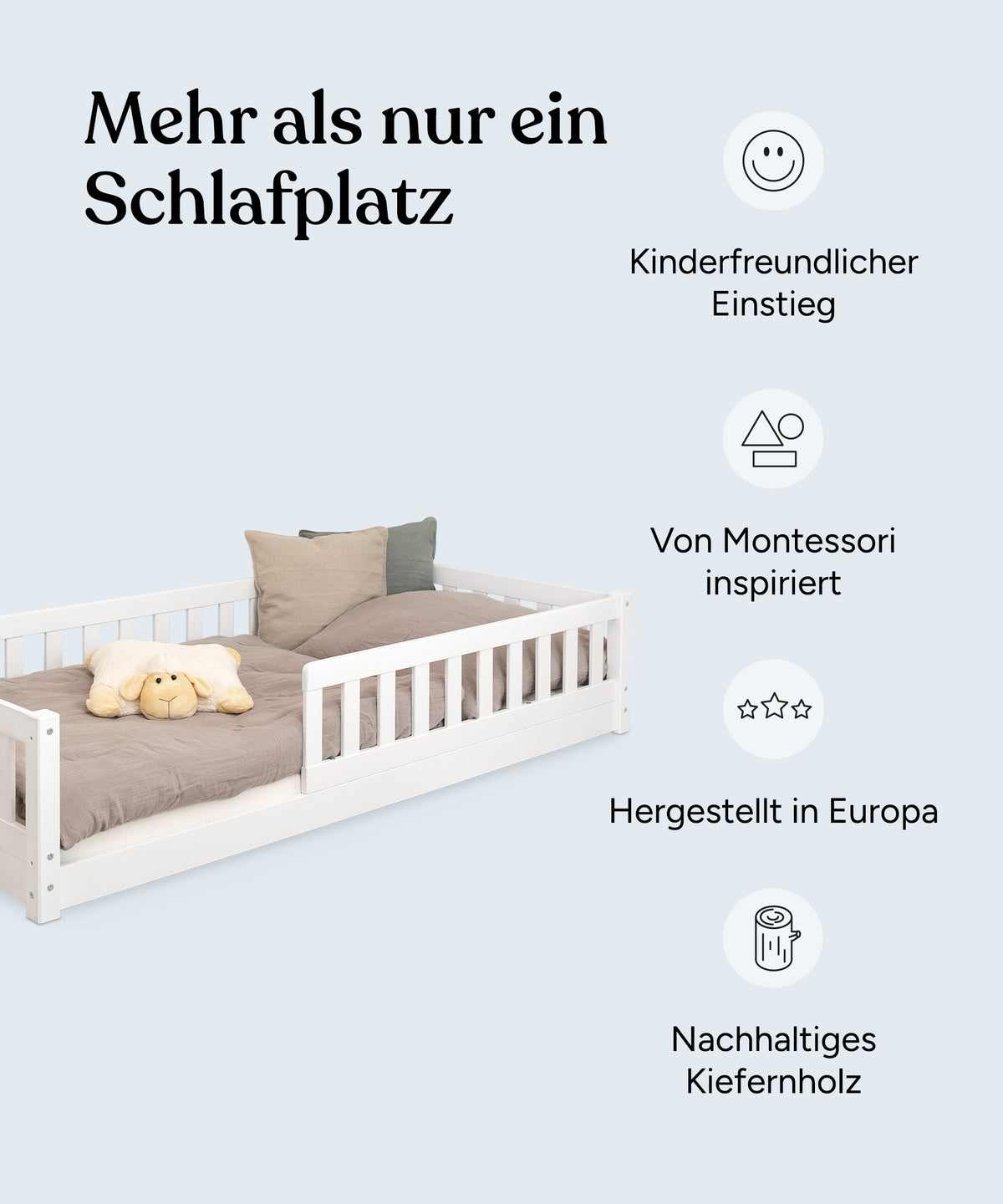 Bodenbett Kiefer Weiß