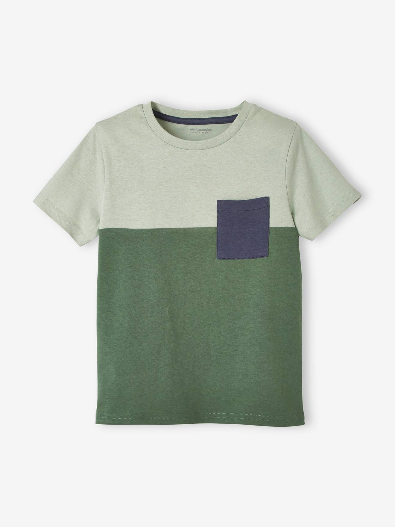 T-shirt coloblock garçon manches courtes ardoise