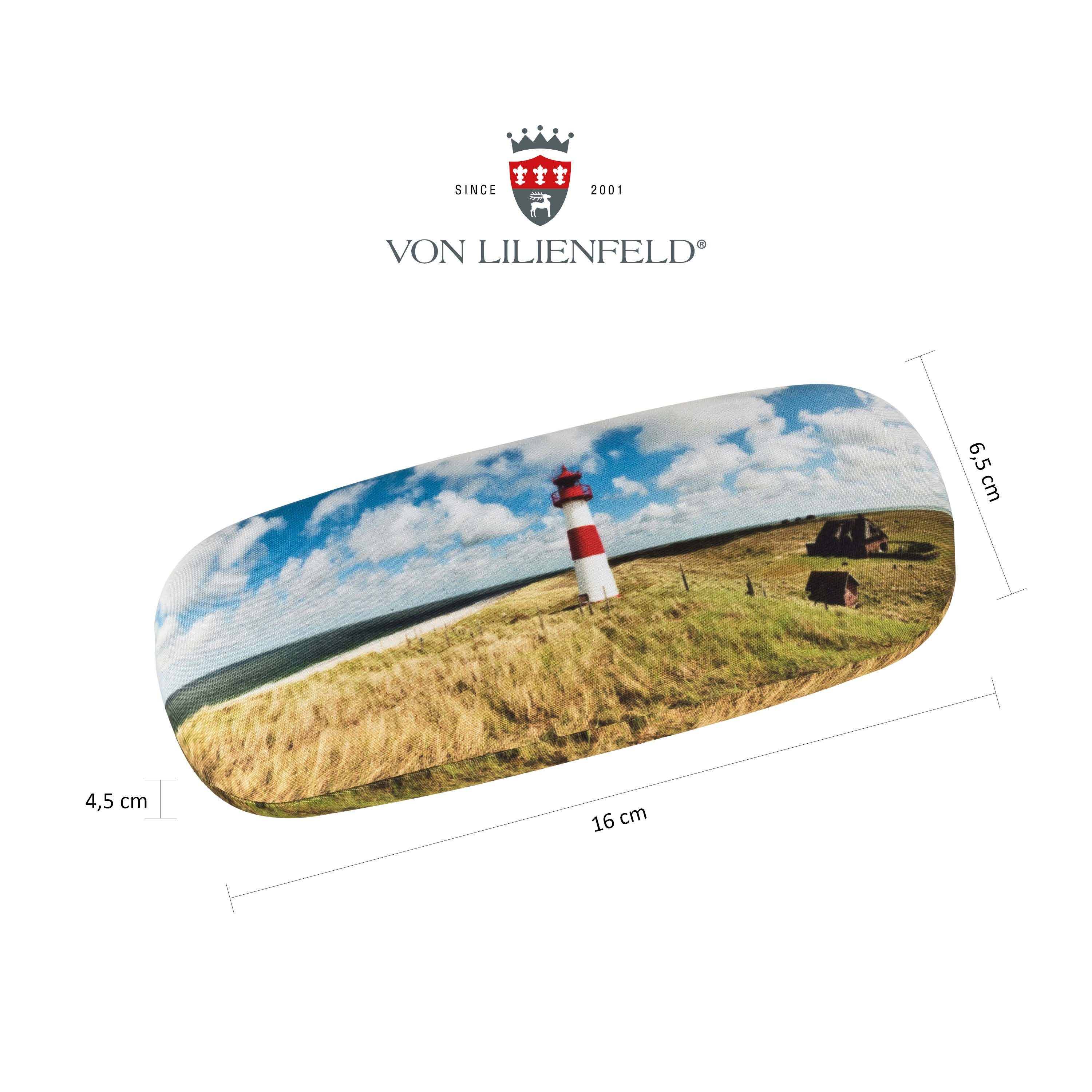 von Lilienfeld Brillenetui Brillenetui Leuchtturm auf Sylt Meer Motiv Etui Brillenbox, stabiles mit Mikrofaser bezogenes Hardcase