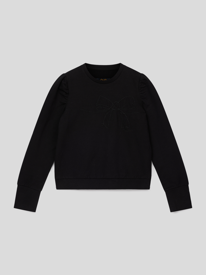 Sweatshirt mit Motiv-Stitching in dunkelgrau
