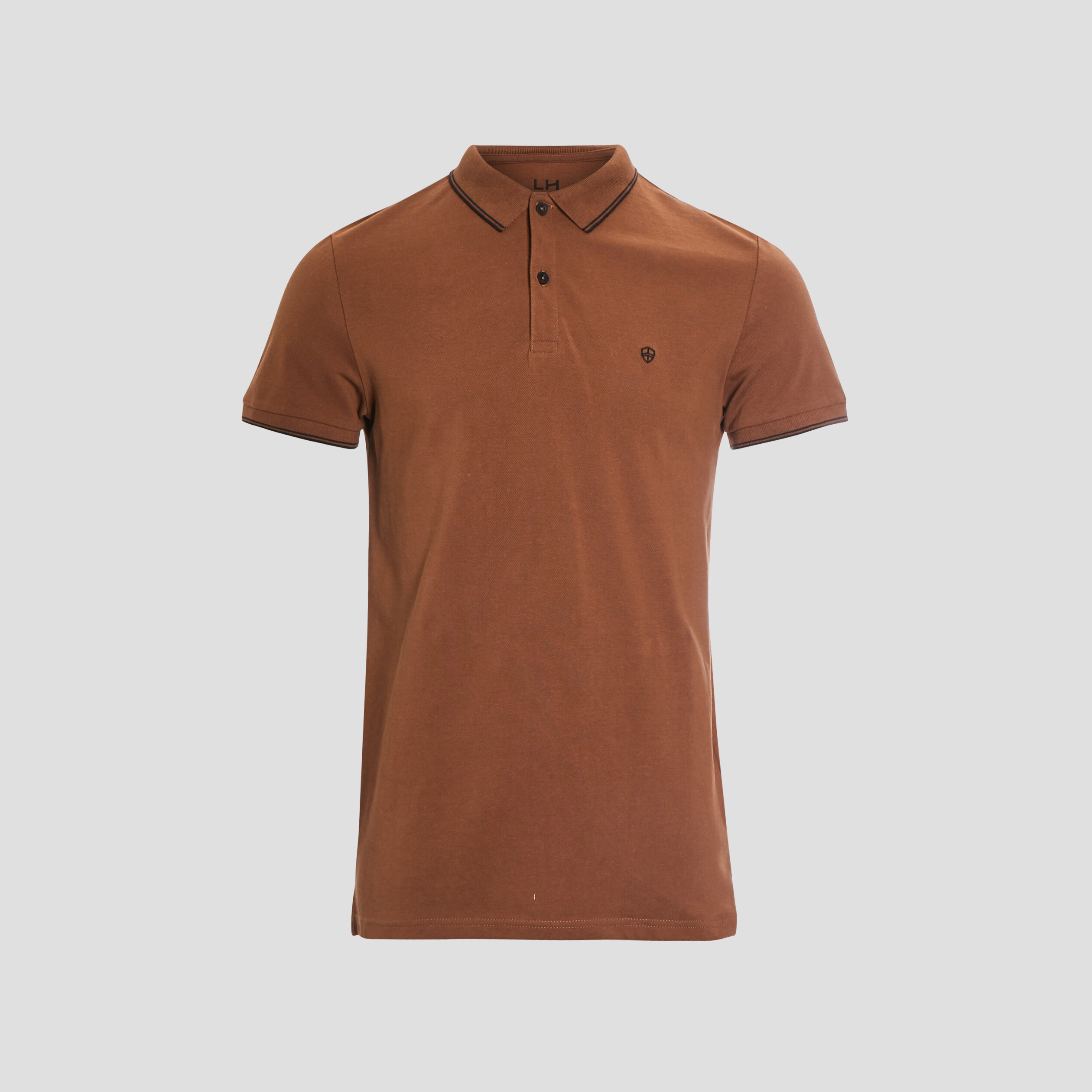 Polo manches courtes bords contrastés camel homme | La Halle