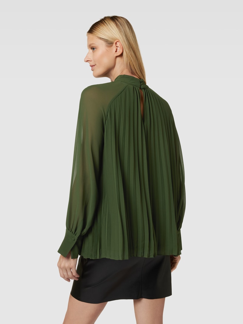 Bluse mit Plisseefalten in dunkelgrün