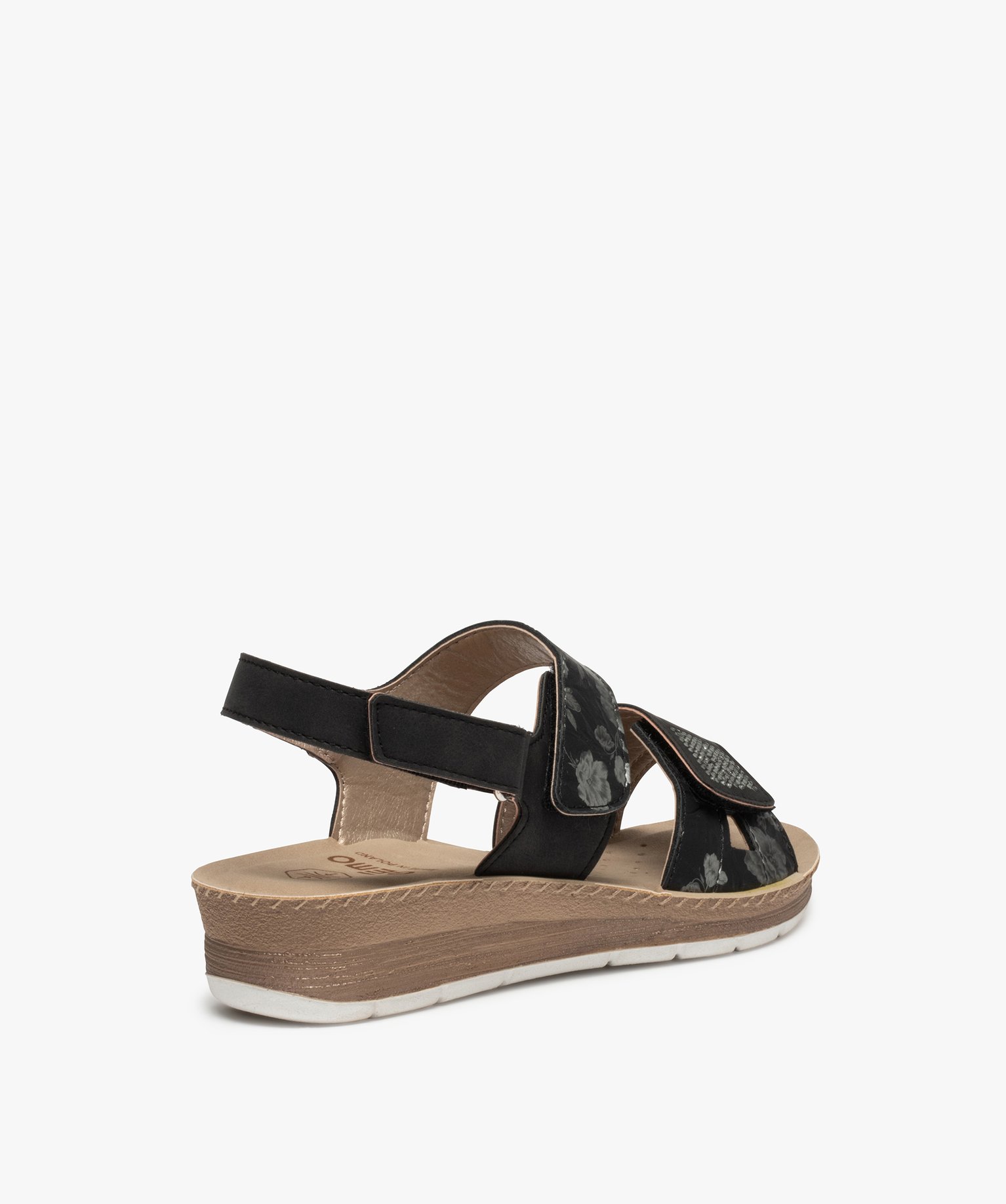 Sandales femme confort à brides scratch ajustables noir | GEMO