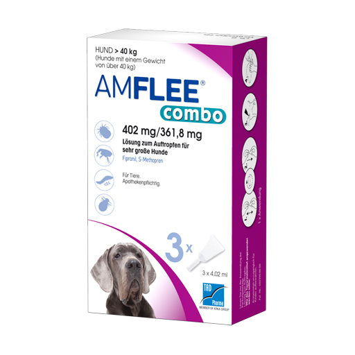AMFLEE combo 402/361,8mg Lsg.z.Auf.f.Hunde üb.40kg  3 St  Lösung