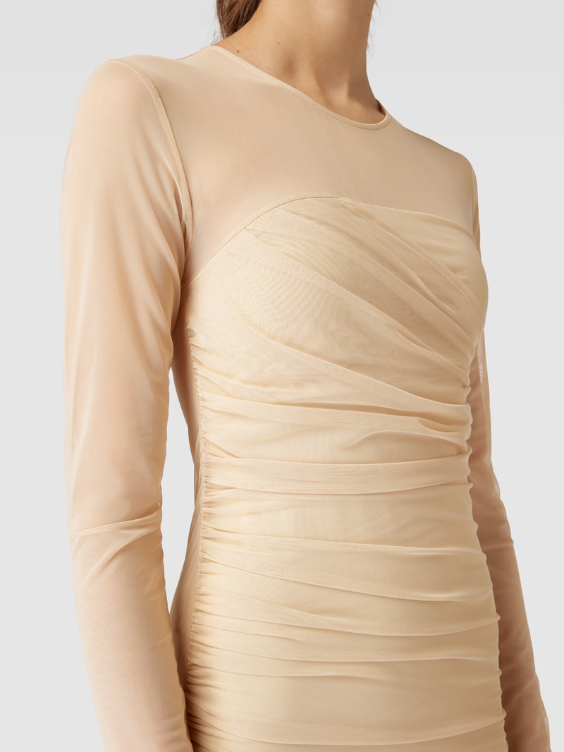 Minikleid mit Meshbesatz in sand