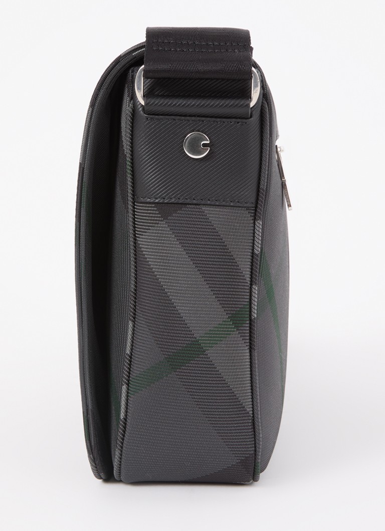 Sac bandoulière Burberry Grid Messenger à motif à carreaux et détails en cuir de veau