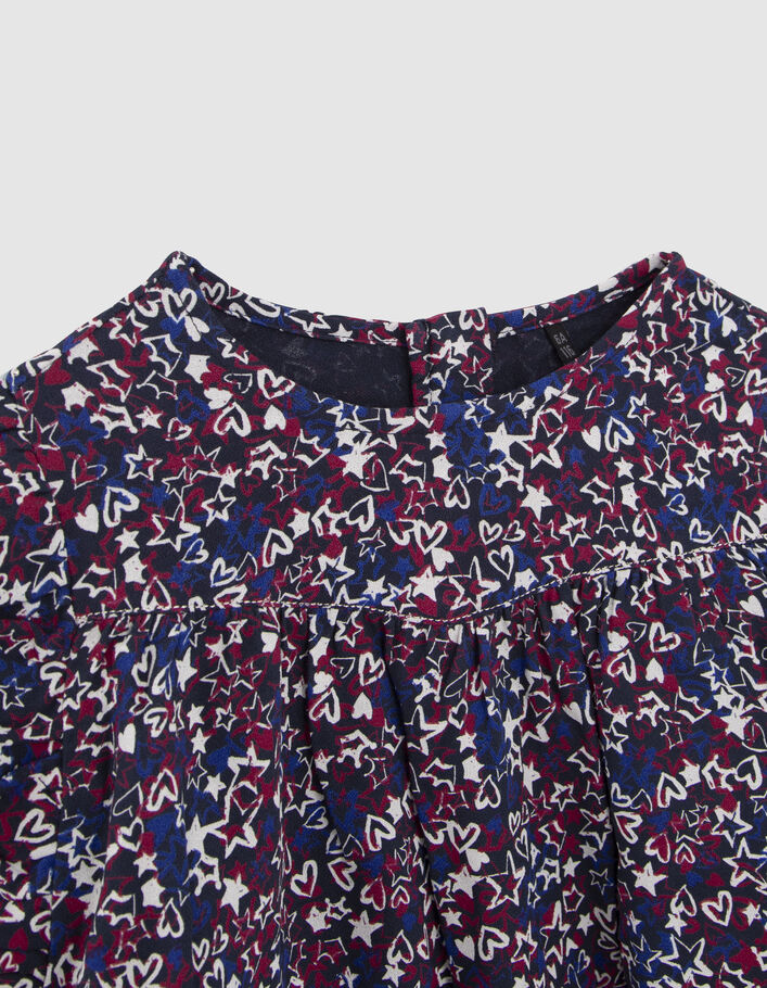 T-shirt marine imprimé étoiles et coeurs fille