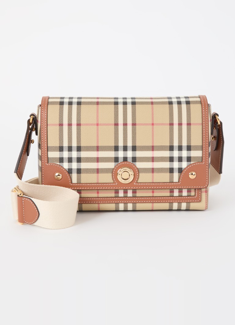 Burberry Note -keskikokoinen olkalaukku vasikannahkaisilla yksityiskohdilla