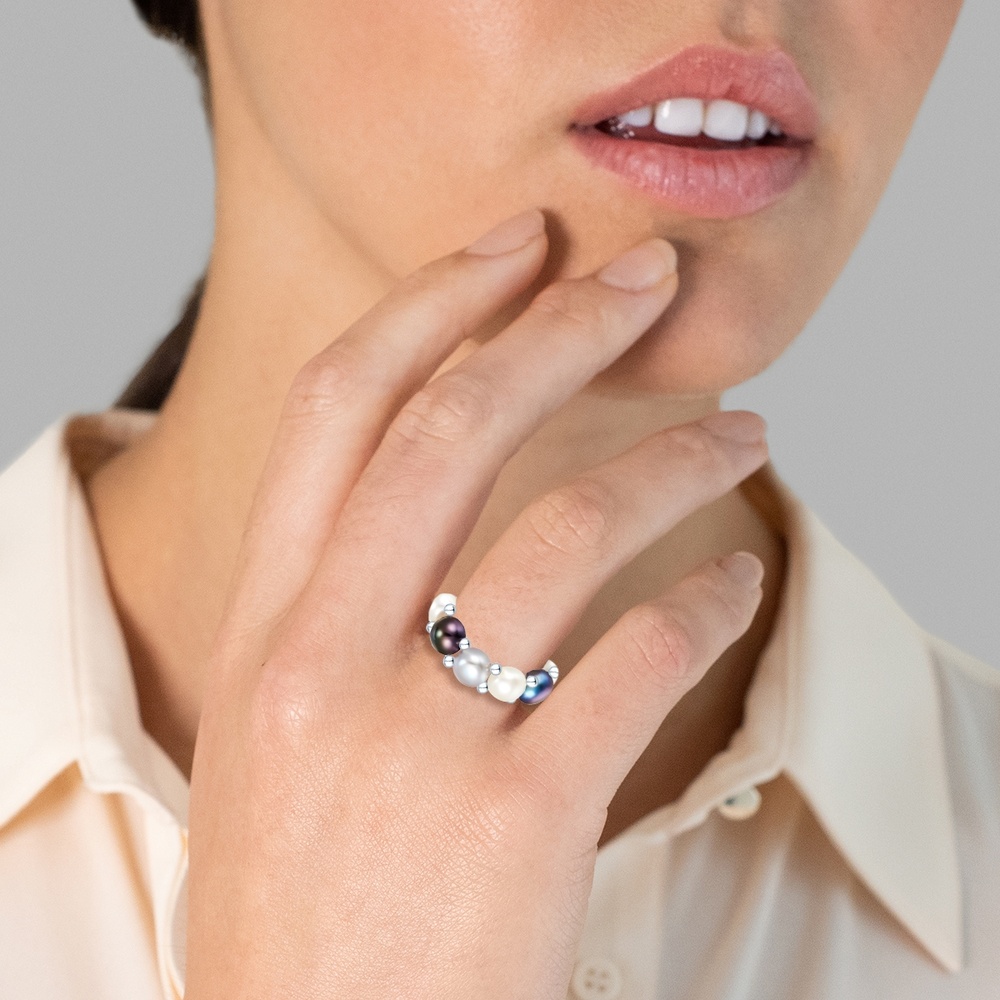 Valero Pearls Bague avec perle Perle de culture d'eau douce Perle de culture d'eau douce en Mul Bague