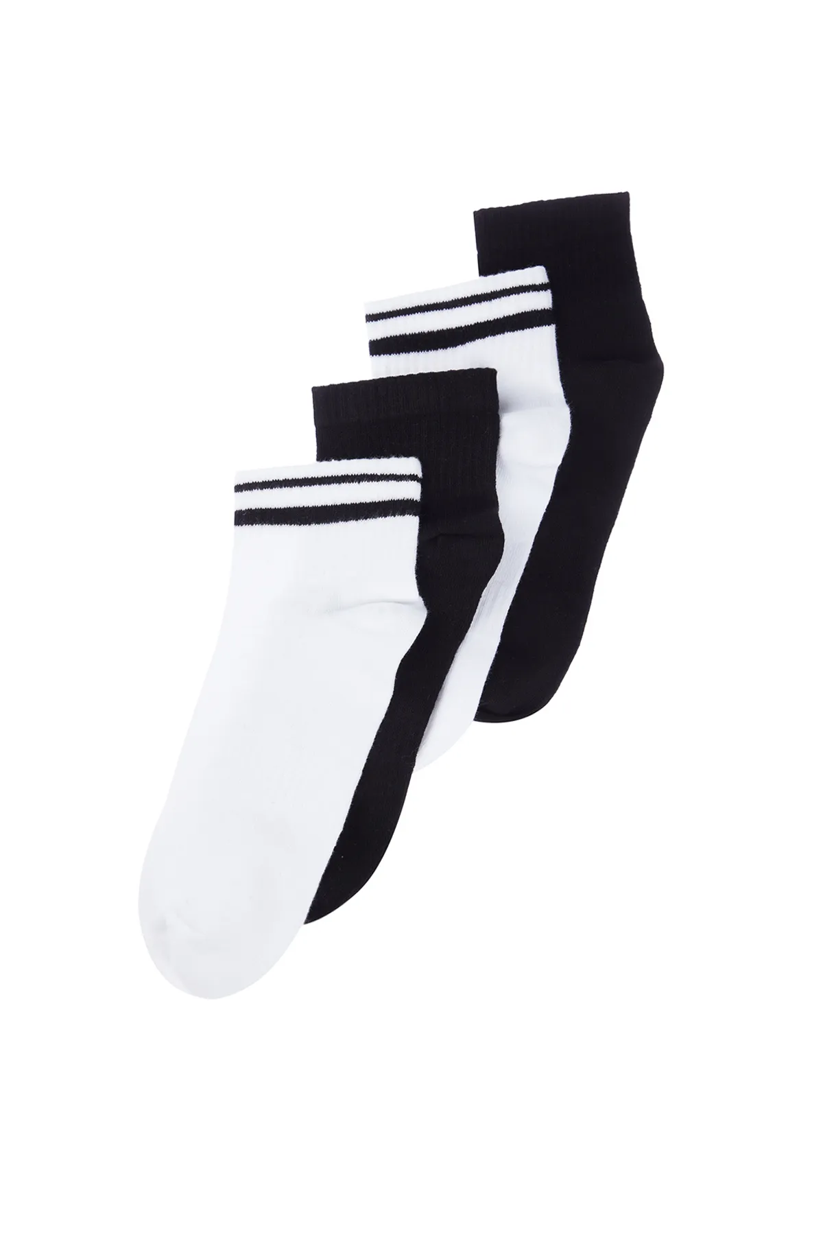Trendyol Collection  Schwarze Unisex-Booties aus Baumwolle mit Streifen im 4er-Pack