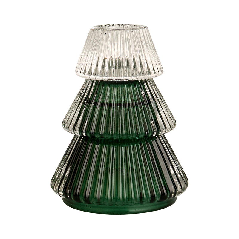Home Kronelysholder 8 x 10 cm glass grønn Tre