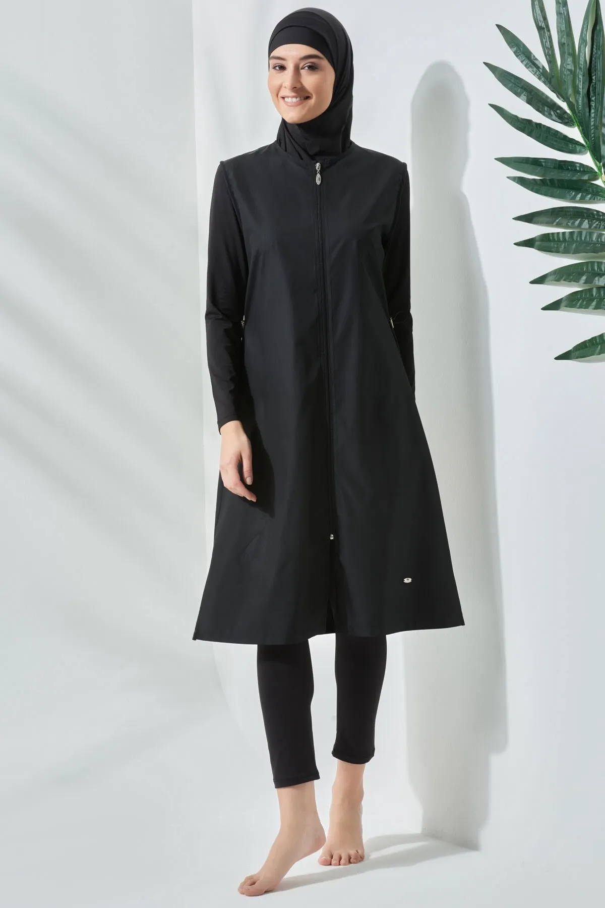 C&City  Langer, vollständig bedeckter Hijab-Badeanzug C13075 Schwarz