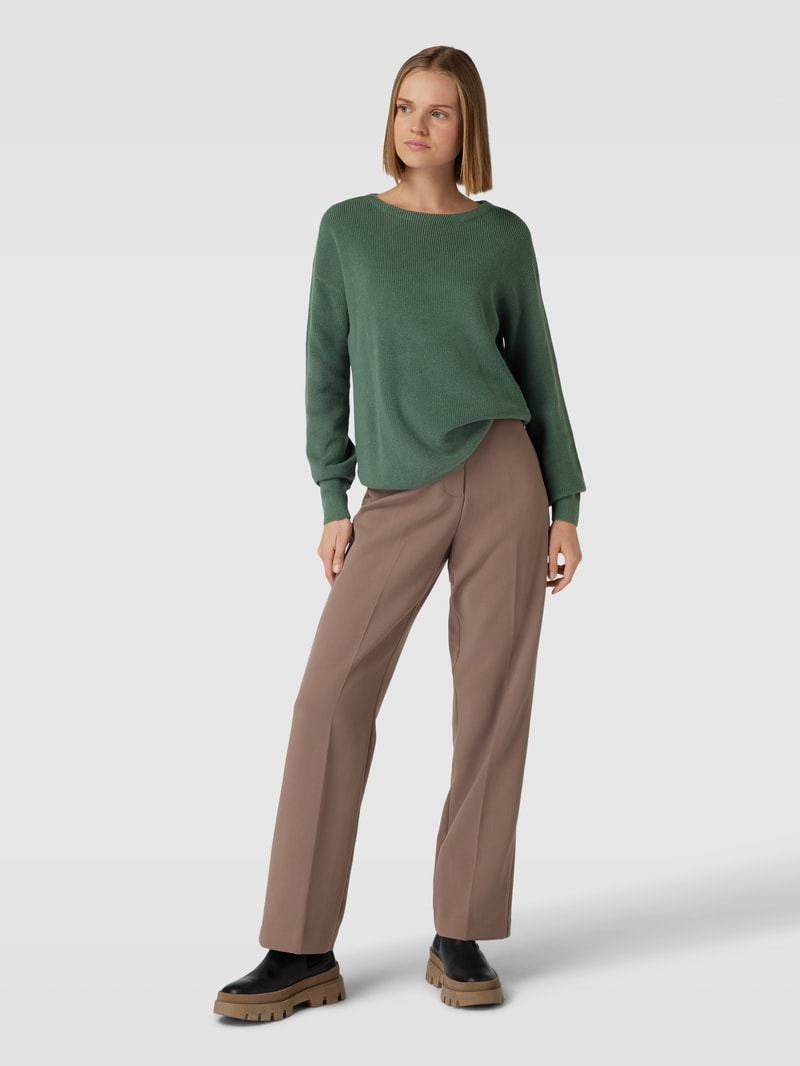 Strickpullover mit Rundhalsausschnitt in khaki