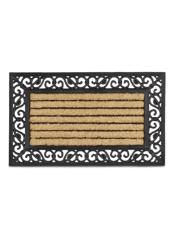 relaxdays Fußmatte Floral in Natur/Schwarz - (B)75 x (T)45 cm günstig kaufen onesize