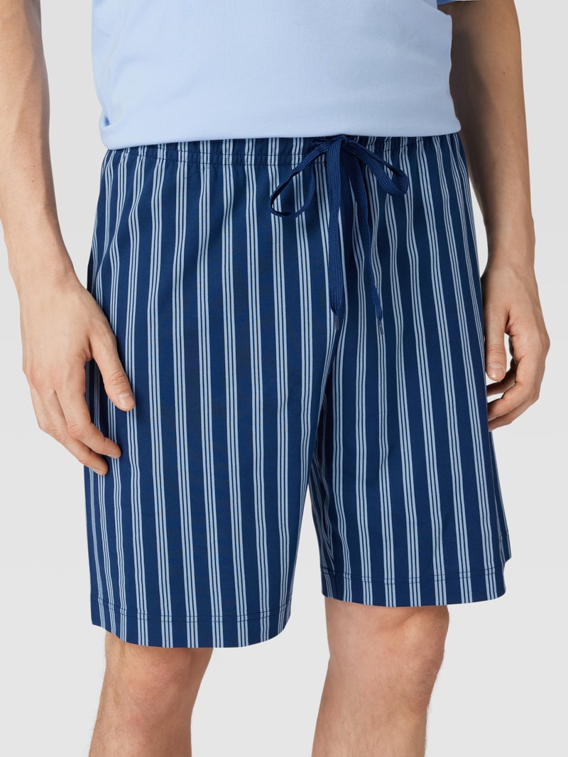 Pyjama-Shorts mit Streifenmuster in marineblau