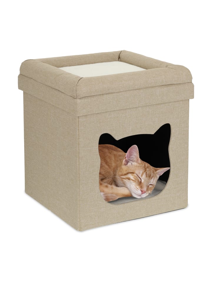 relaxdays Katzenhöhle in Braun/ Weiß - (B)40 x (H)44 x (T)40 cm günstig kaufen onesize