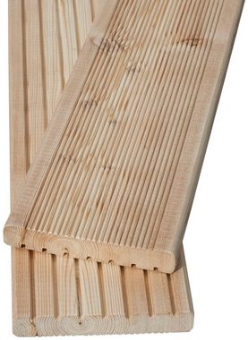 BM Massivholz Terrassendielen, 20 m², BxL: je 14x200 cm, 24 mm Stärke, mit Unterkonstruktion