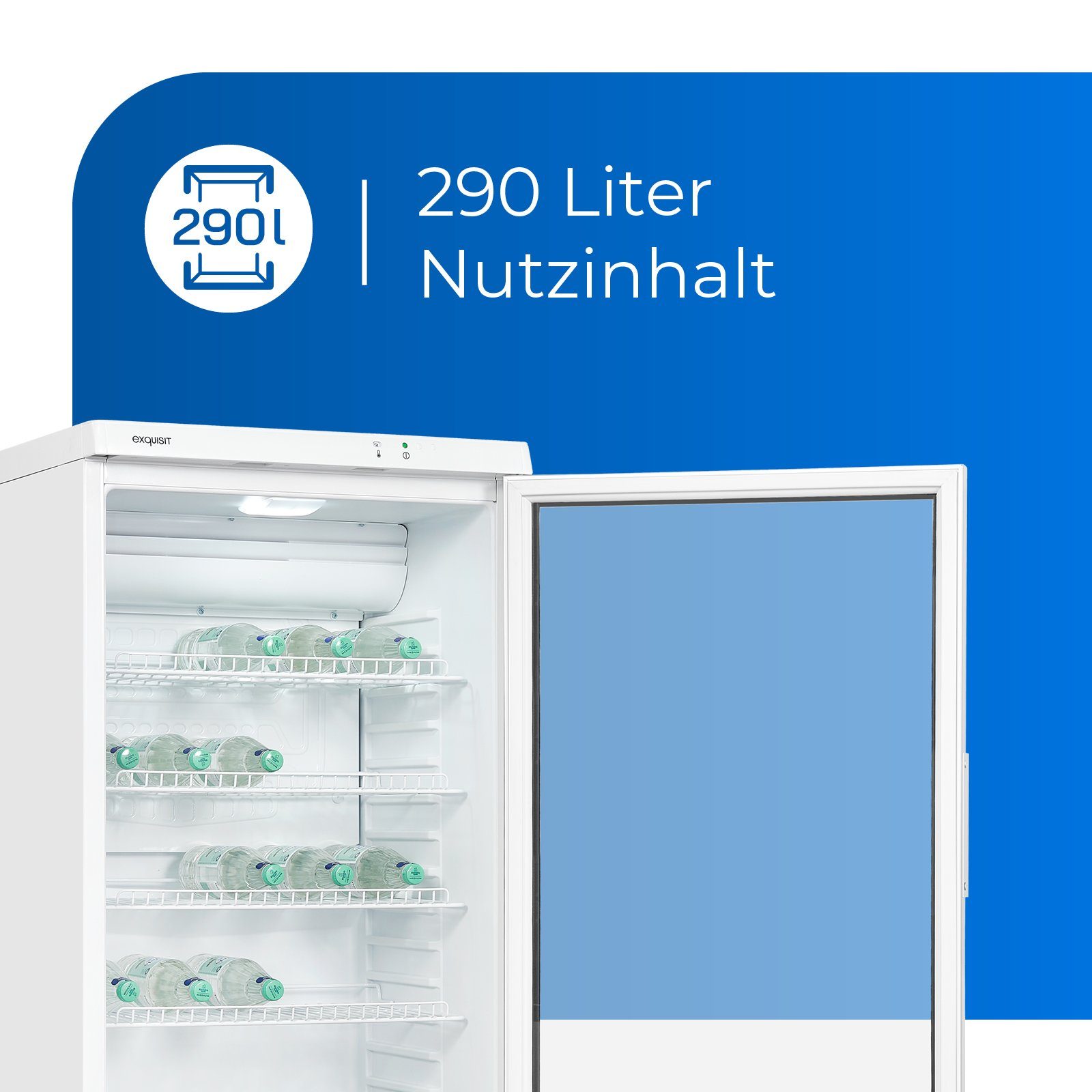 exquisit Getränkekühlschrank GKS290-GT-280E, 145 cm hoch, 60 cm breit, Umluftventilator, effizient