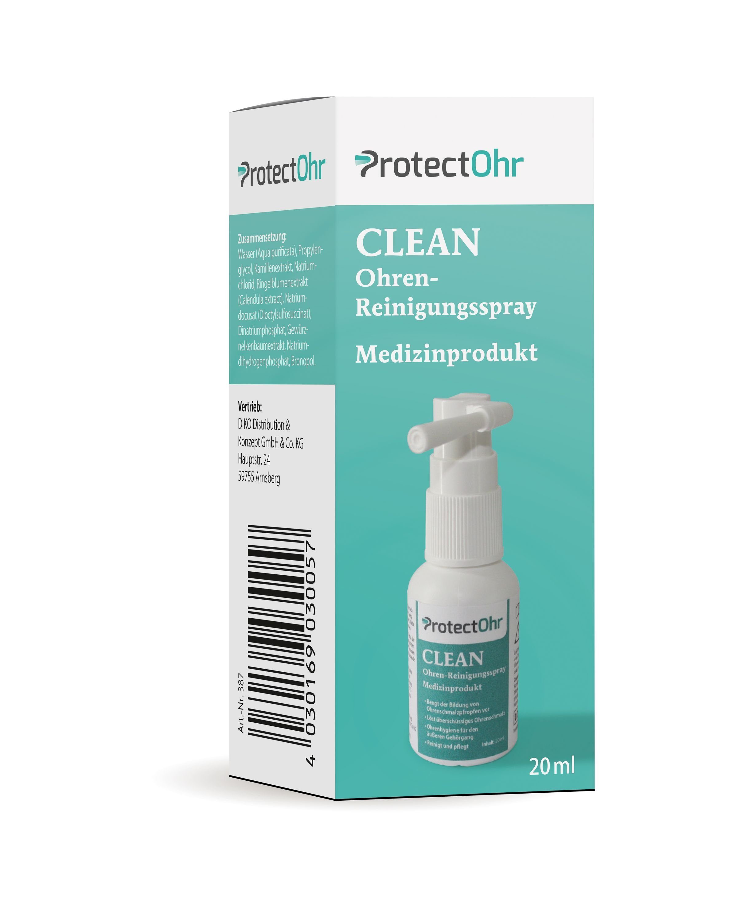 ProtectOhr Ohrenreiniger ProtectOhr - Ohrenspray Clean, zur Reinigung der Ohren, 20 ml, 1-tlg.