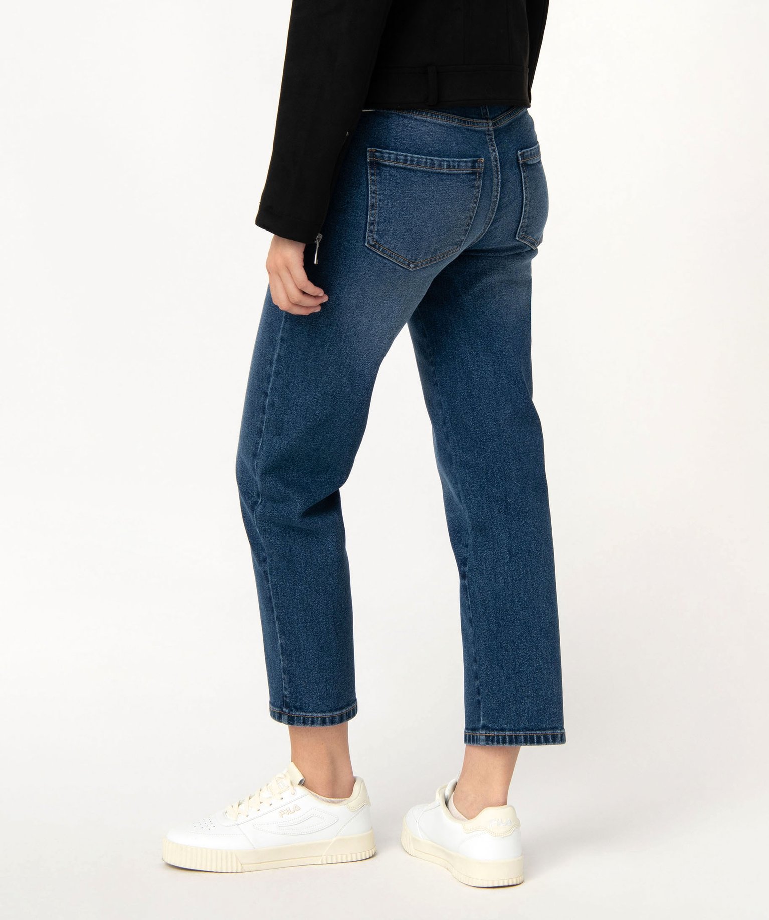 Jean cropped coupe straight taille haute stretch femme brut | GEMO