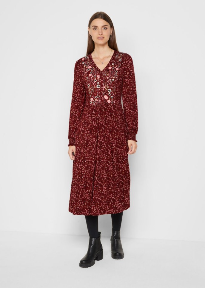 Jerseykleid aus Viskose mit Bindeband, mittellang