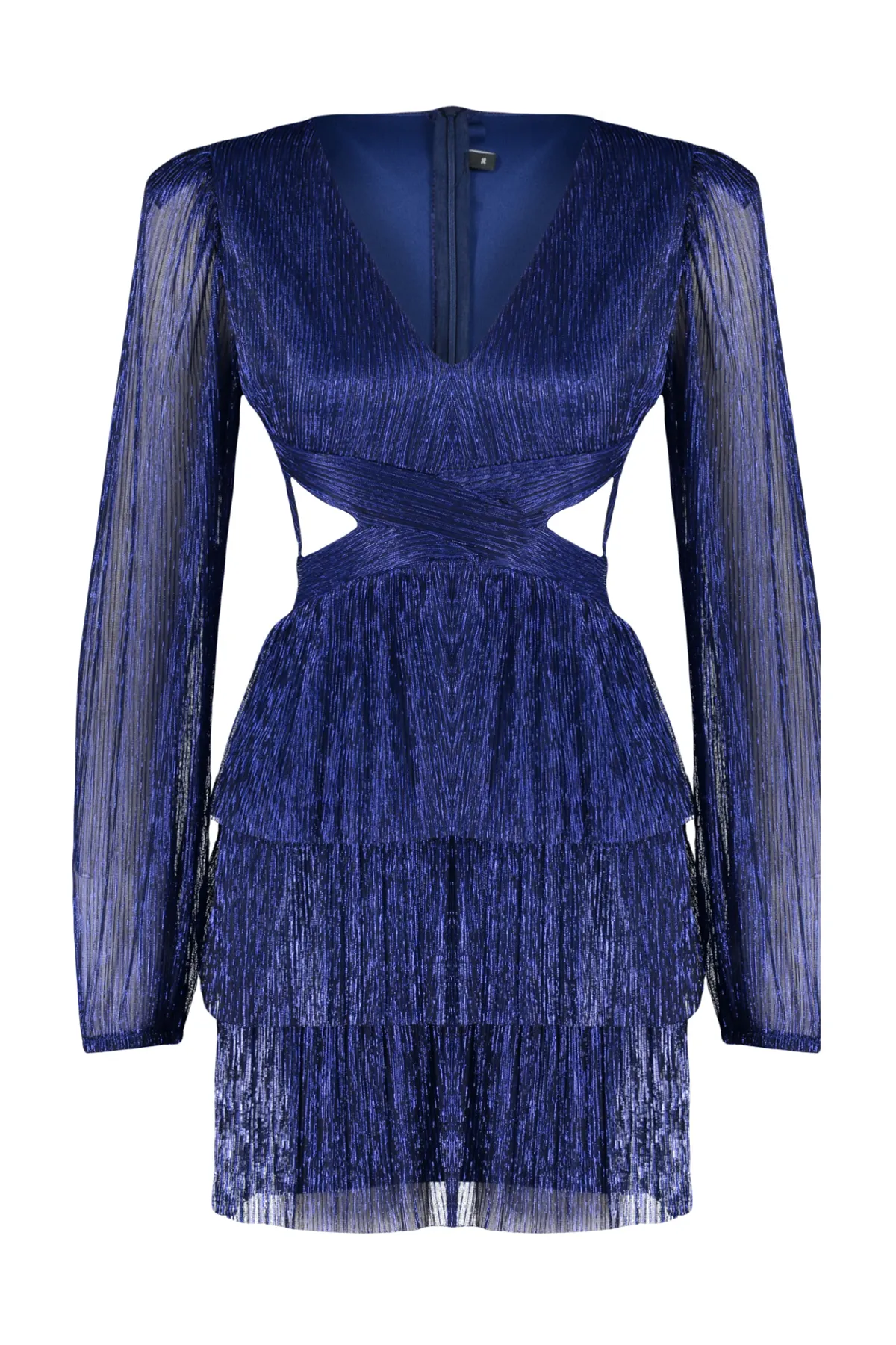 Trendyol Collection  Marineblaues, glitzerndes, elegantes Abendkleid mit Ausschnitten/Fensterdetail TPRAW24EL00214