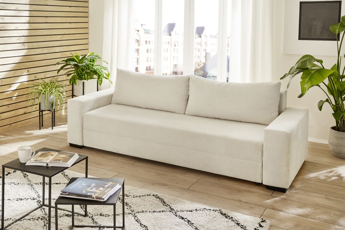 Sun Garden Schlafsofa Trier mit Stauraum Cord Natur