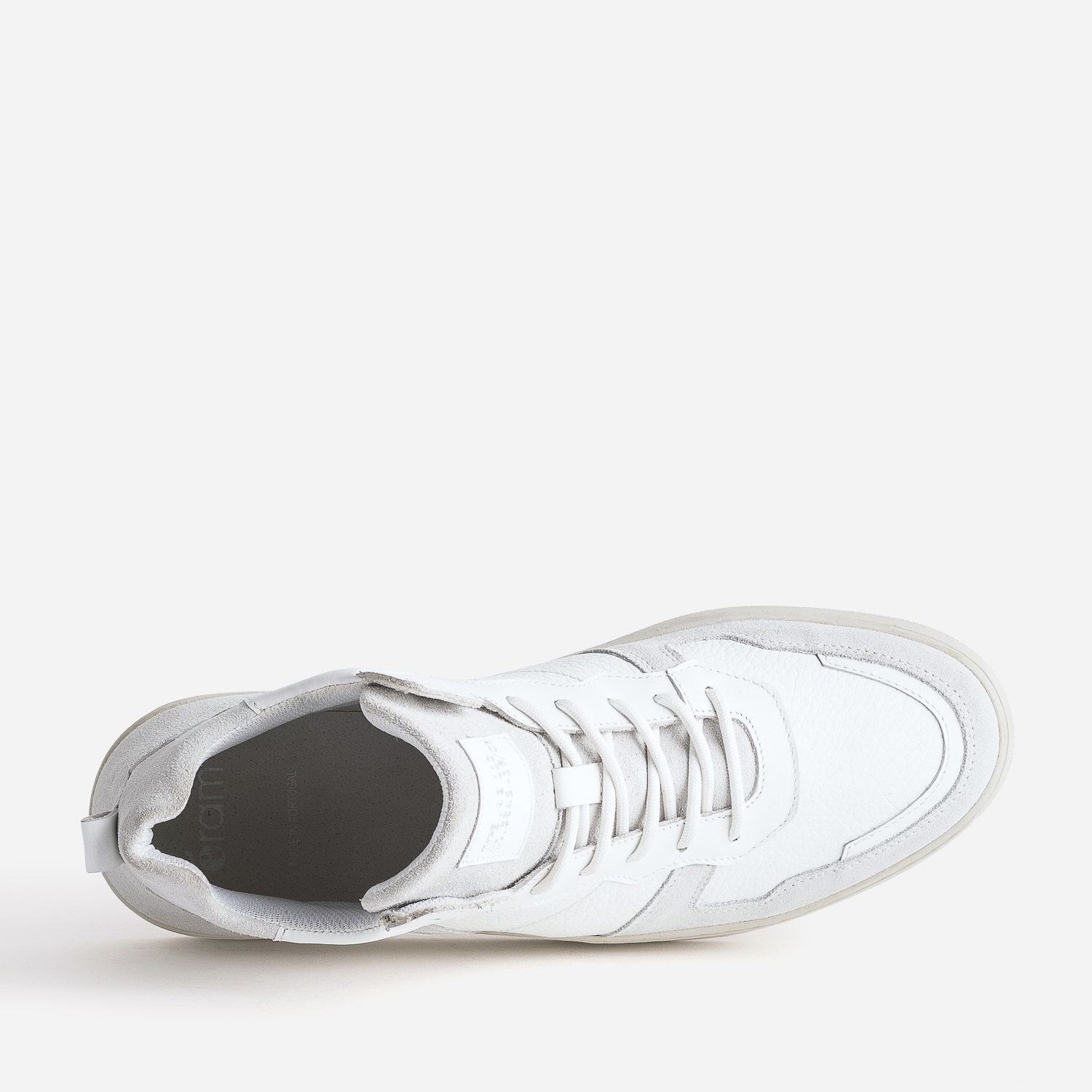 Basket montante blanche et grise en cuir