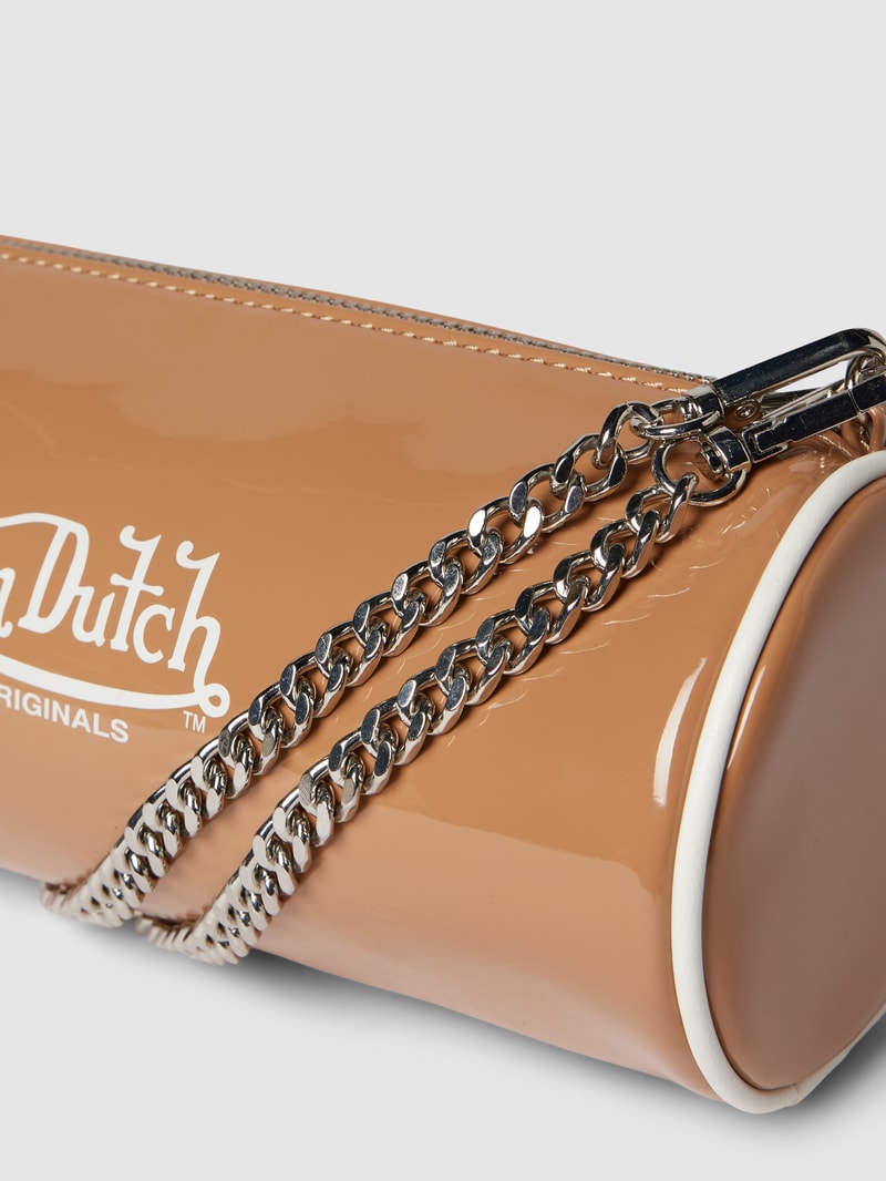 Handtasche mit Label-Print Modell 'LESLY' in beige