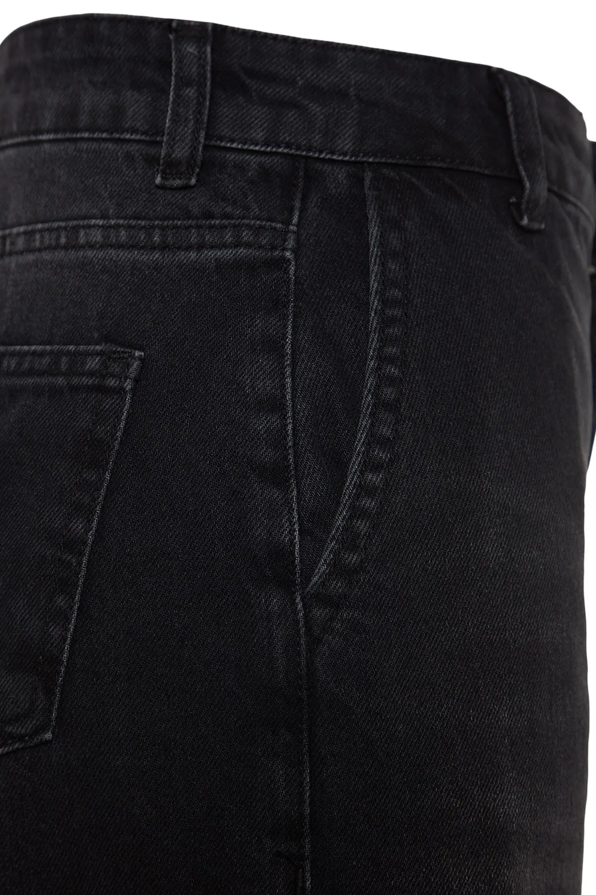 Trendyol Collection  Schwarze Jeans mit hoher Taille und weitem Bein und Taschendetail TWOAW24JE00019
