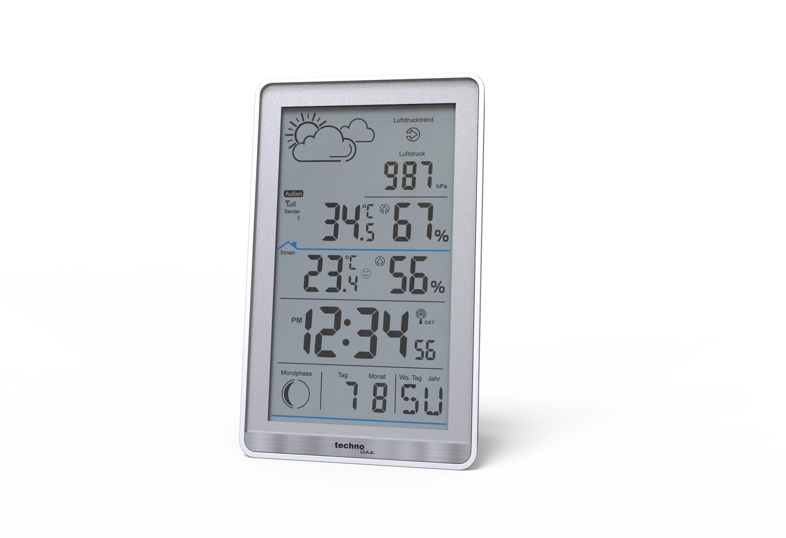 technoline WS 9218 Wetterstation (inklusive Außensender, Wettervorhersage, Mondphasenanzeige und Luftdruckanzeige)