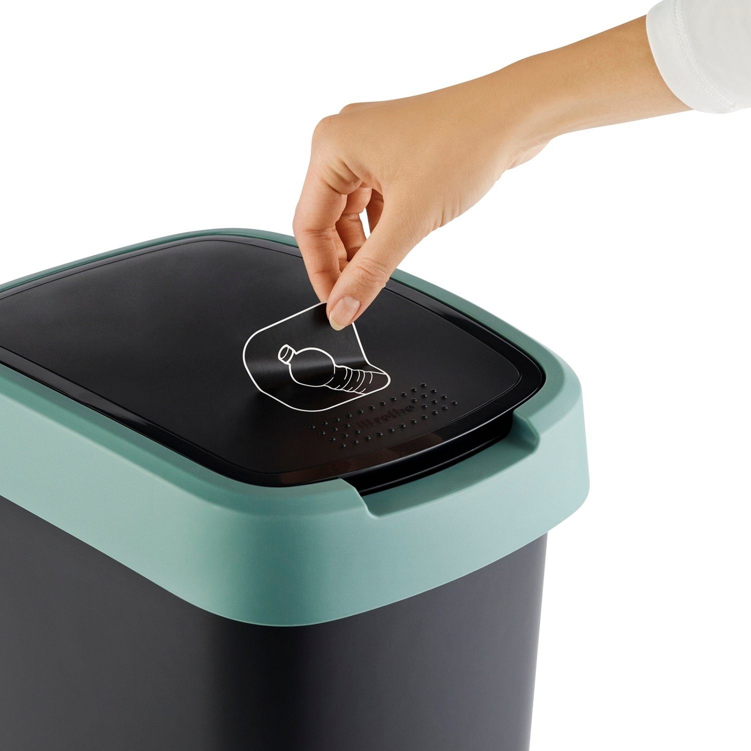 ROTHO Mülleimer Twist, Mülleimer mit Schwing- und Klappdeckel Swingeimer 10L Schwarz
