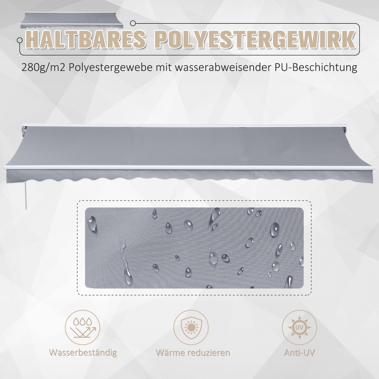 Outsunny Markise Alu-Markise Gelenkarmmarkise 4,5x3m Sonnenschutz Grau