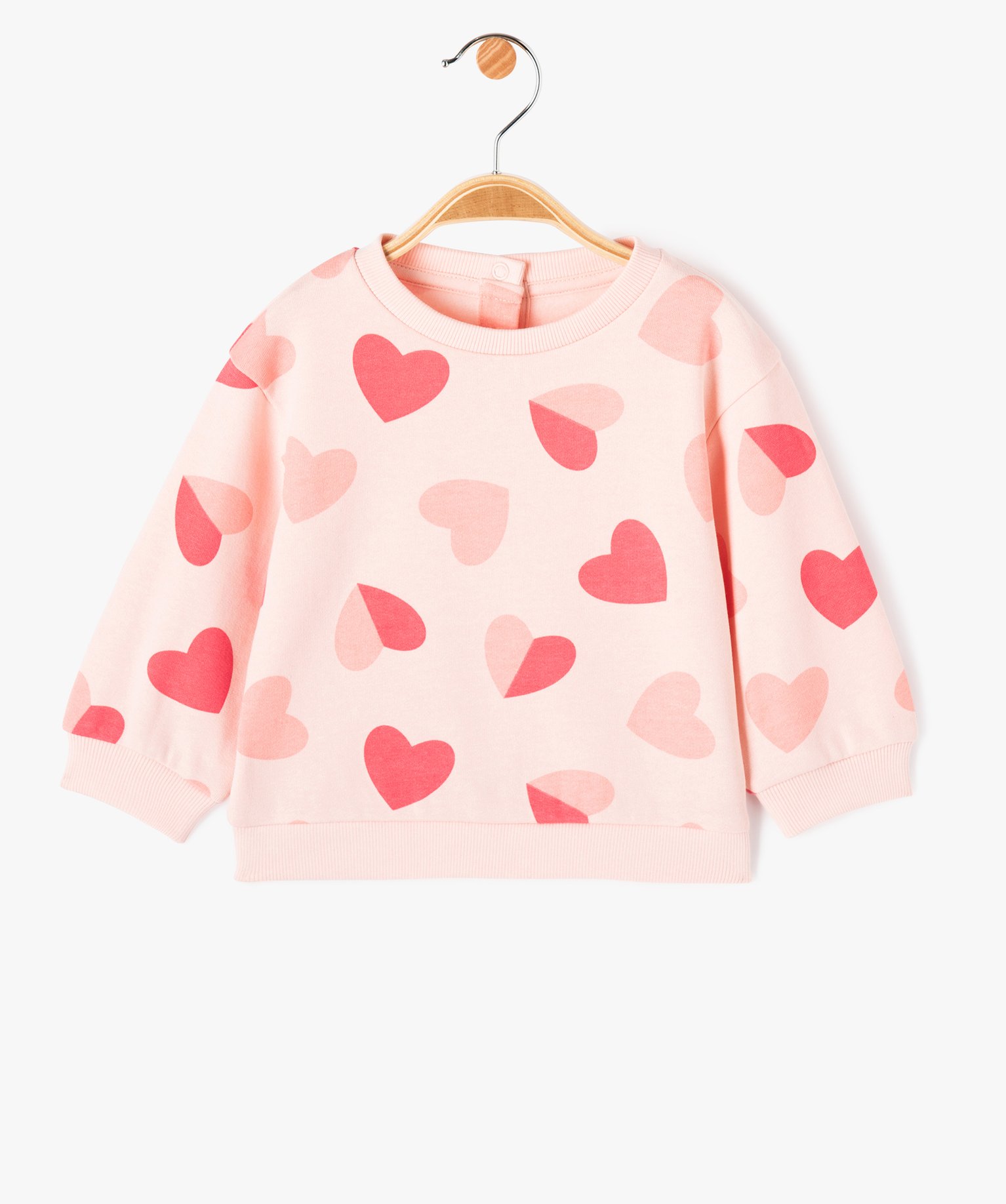 Sweat molletonné avec motifs et message bébé fille rose | GEMO