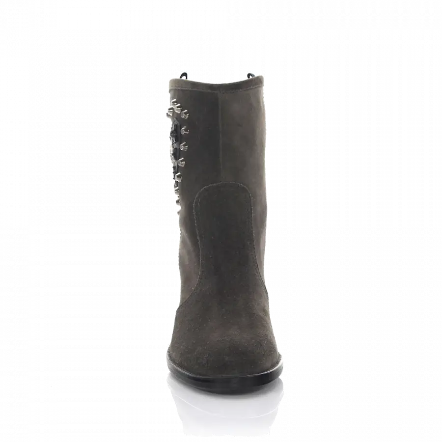 Rossano Bisconti - Stiefeletten Veloursleder Metallverzierung Nieten grau - grau