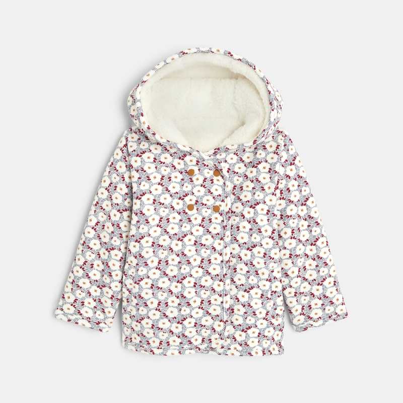 Veste réversible imprimée et doublure fausse fourrure bébé fille