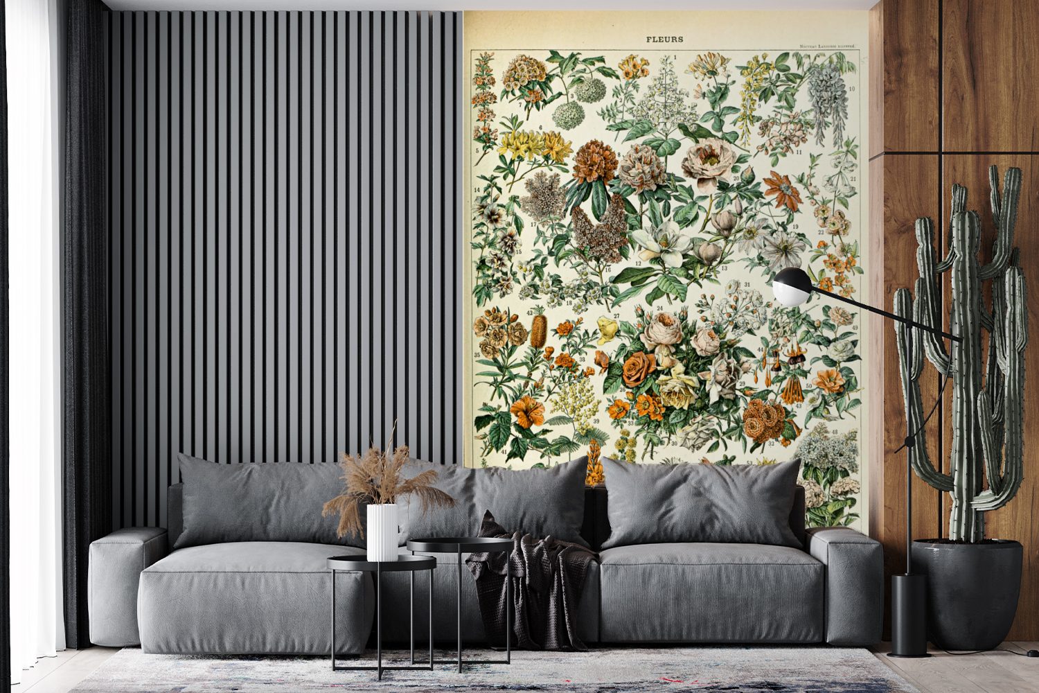 MuchoWow Fototapete Blumen - Orange - Gelb, Matt, bedruckt, (3 St), Montagefertig Vinyl Tapete für Wohnzimmer, Wandtapete