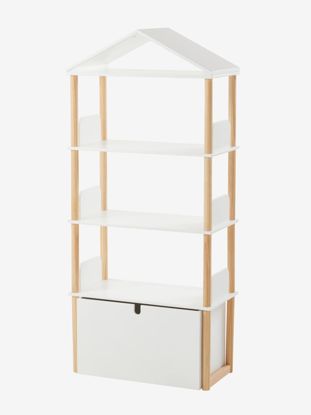 Vertbaudet Kinderzimmer Bücherregal in Hausform WOODY - weiß/natur