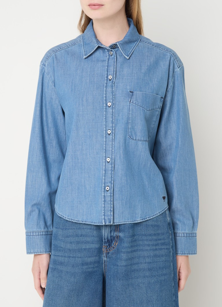 Camicetta MaxMara Clio in chambray con taschino sul petto